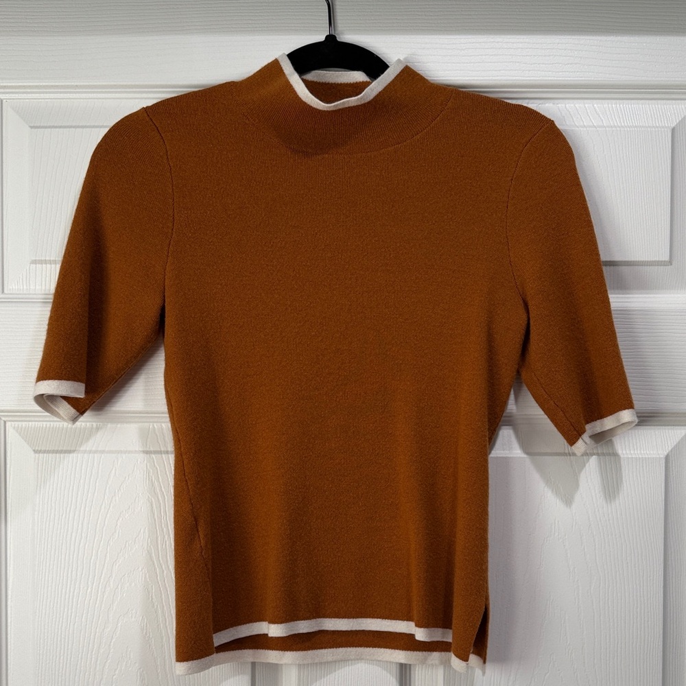 Ann Taylor Woman’s Fall Orange High Neck Short Sleeve Sweater